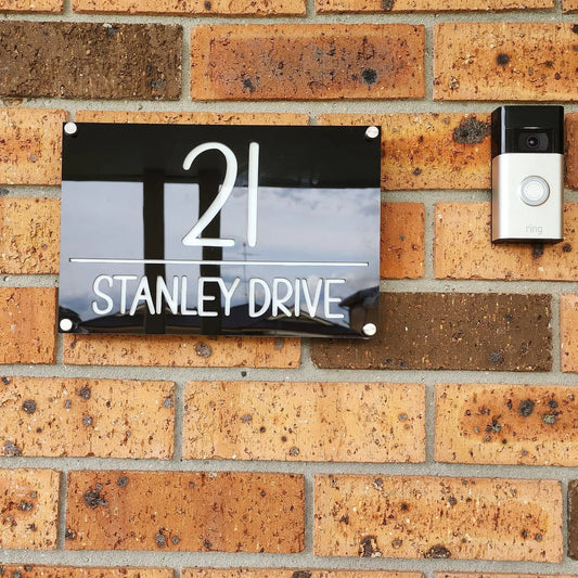 Acrylic House signs with standoff mounts
