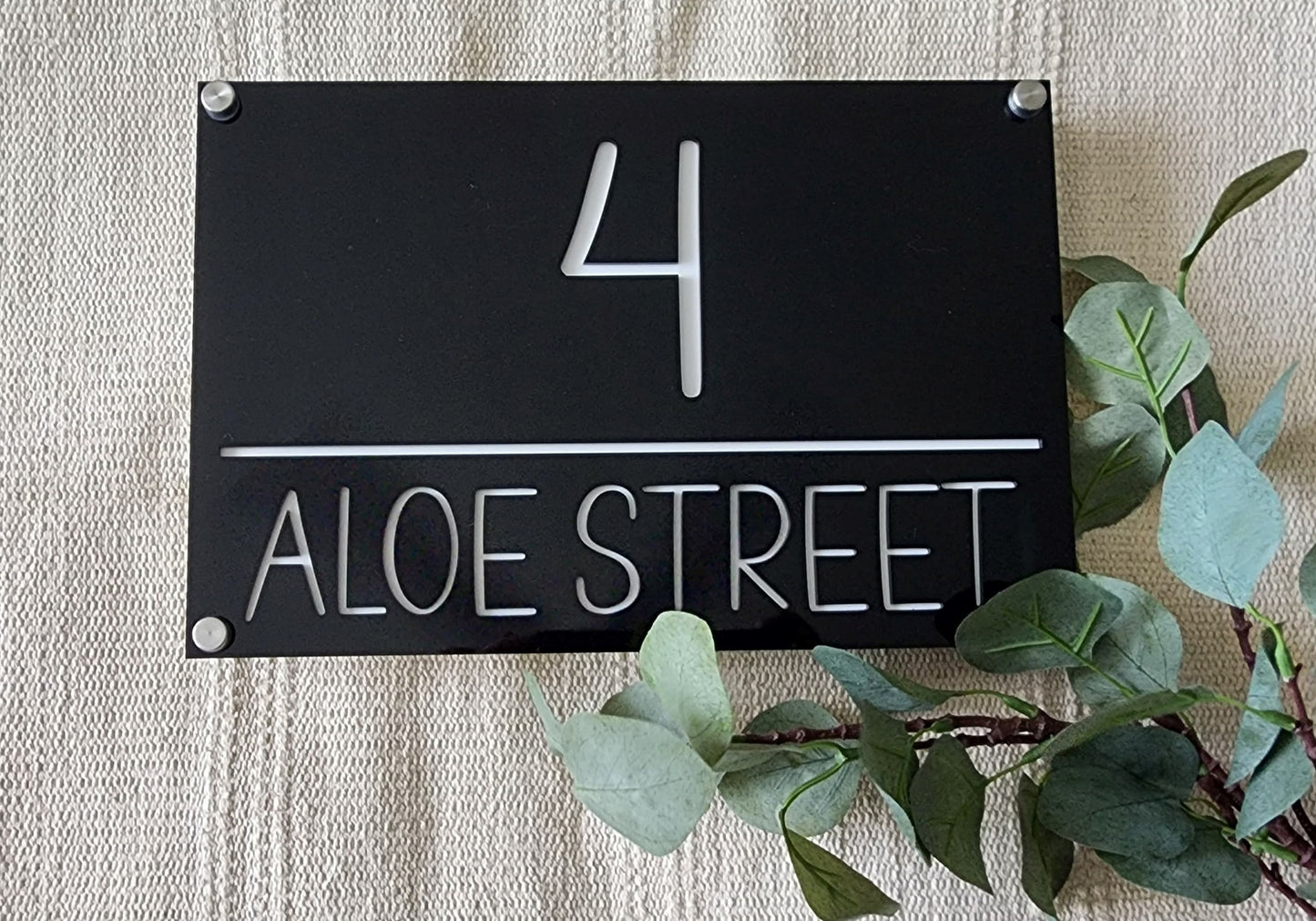 Acrylic House signs with standoff mounts