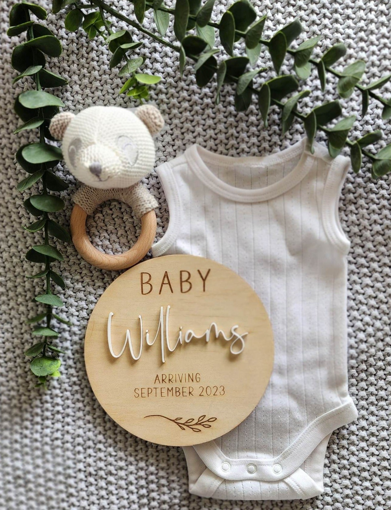 Pregnancy Announcement Plaque- Floral