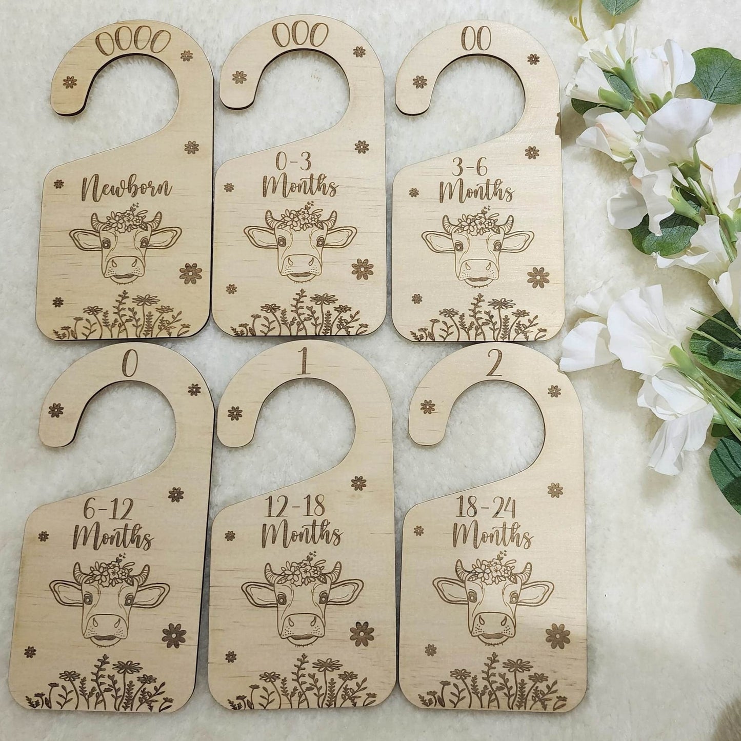 Wooden Baby hangers, age closet dividers, baby age closet dividers, lily and co creations