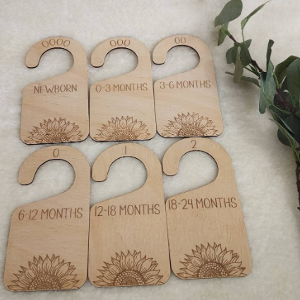 Wooden Baby hangers, age closet dividers, baby age closet dividers, lily and co creations