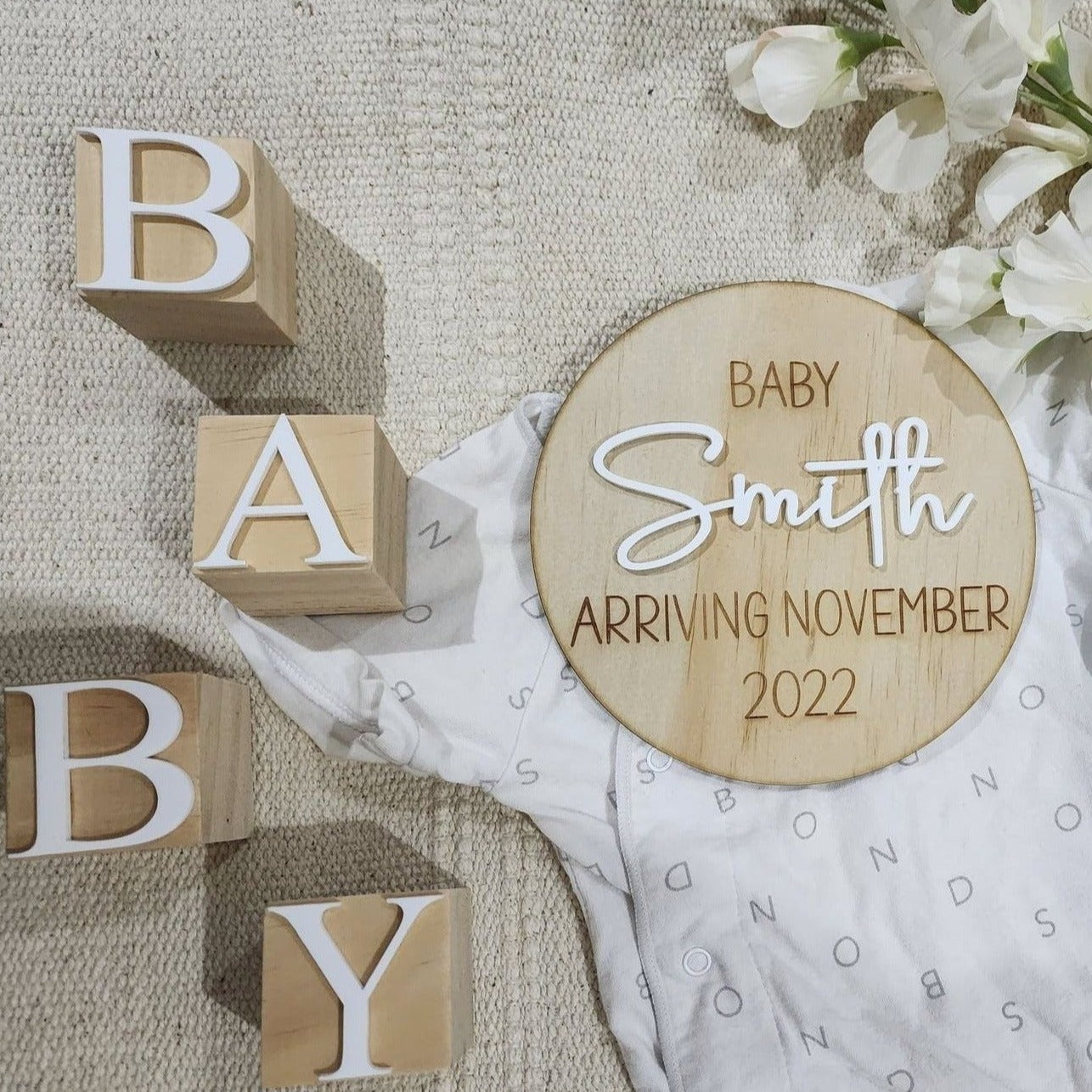 baby announcement plaque,custom announcment plaque, lily and co creations