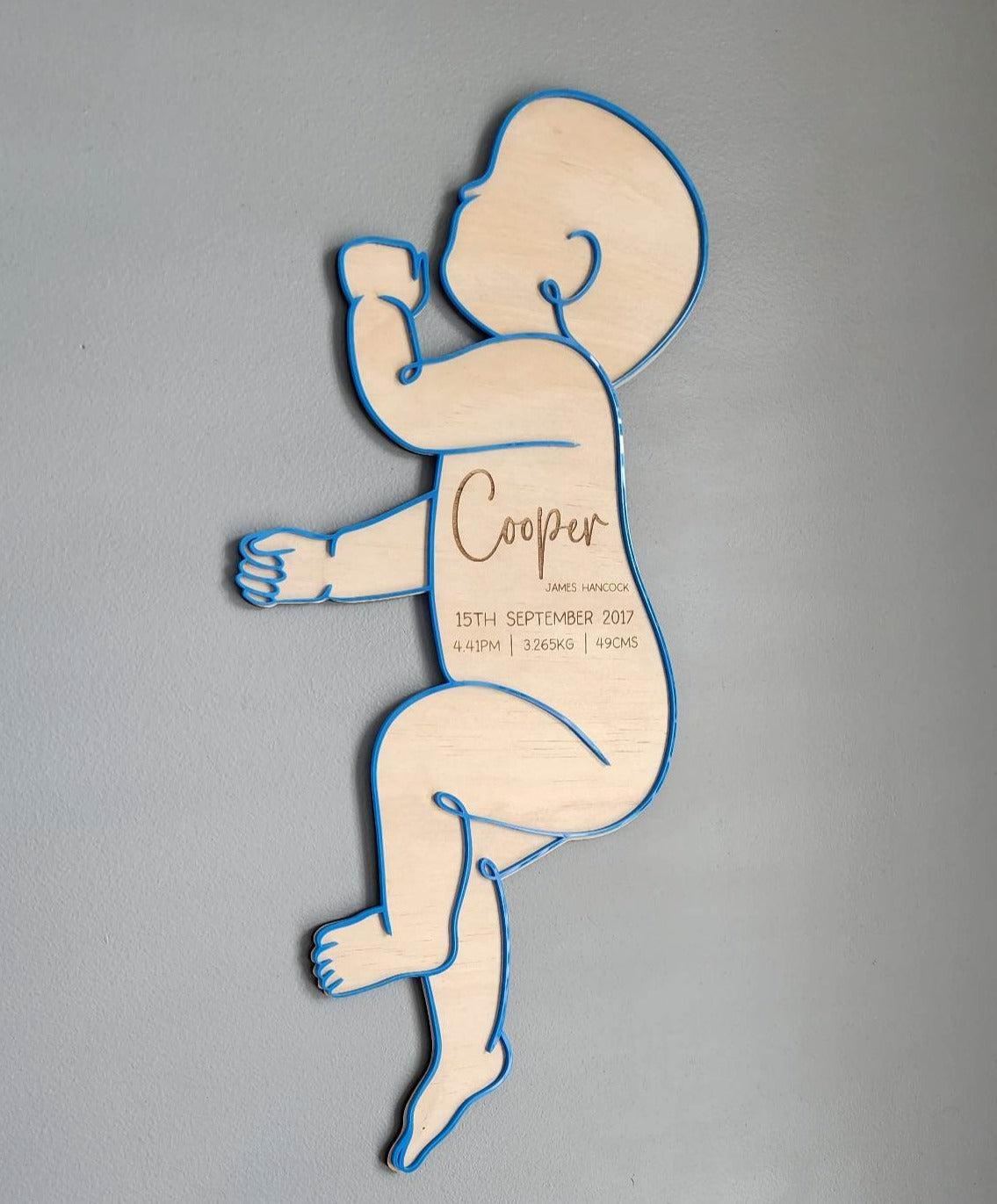 Newborn Birth details Plaque - to scale