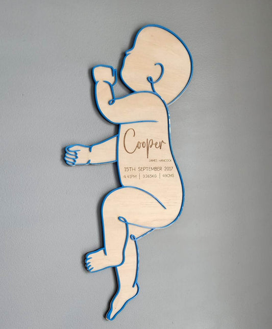 Newborn Birth details Plaque - to scale