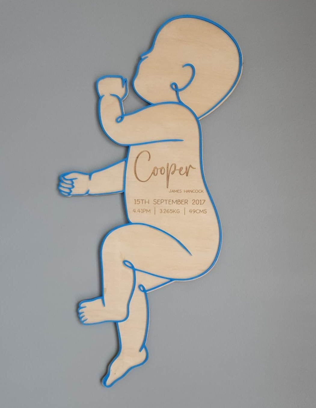 Newborn Birth details Plaque - to scale